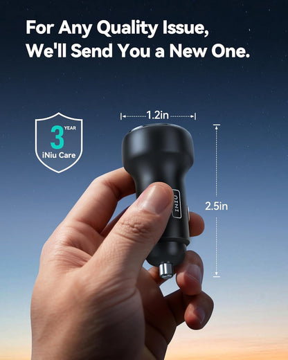 USB C Car Charger, 66W Total [USB C+USB A] Car Charger Adapter with PD & QC, Fast Charging All Metal Tiny Car Phone Charger for Iphone 16 14 13 12 11 Pro Samsung S21 Pixel Ipad Macbook Air Tablet