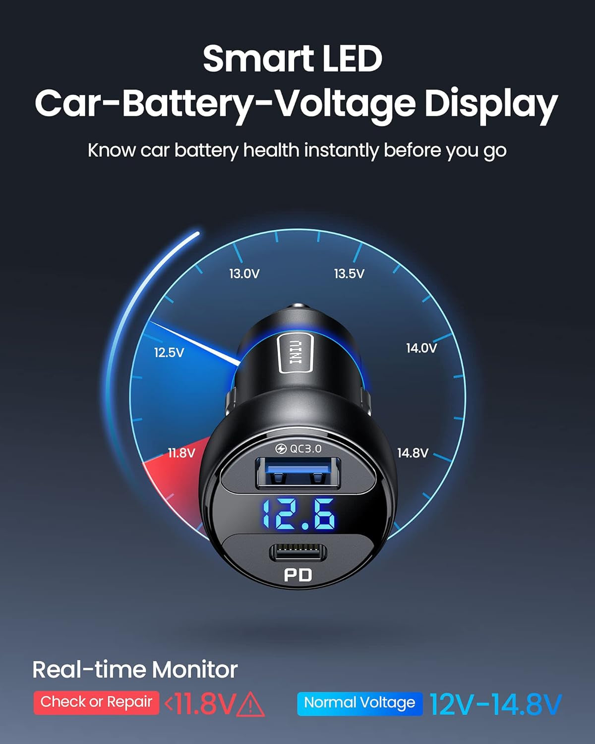USB C Car Charger, 66W Total [USB C+USB A] Car Charger Adapter with PD & QC, Fast Charging All Metal Tiny Car Phone Charger for Iphone 16 14 13 12 11 Pro Samsung S21 Pixel Ipad Macbook Air Tablet